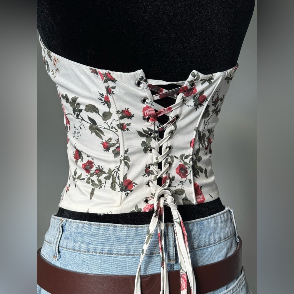 Floral Strapless Corset Top - Picture 2 of 2